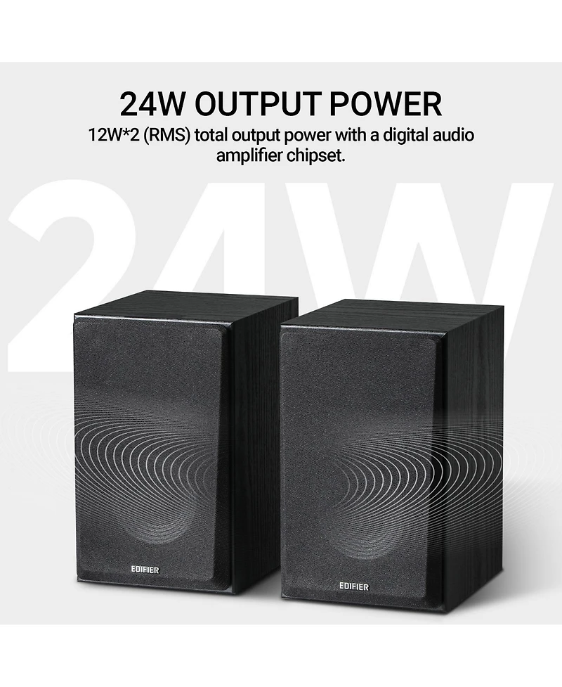 Edifier Bluetooth Bookshelf Speakers with Mdf Enclosure, Powered Studio Monitors - 24W Rms (Pair)