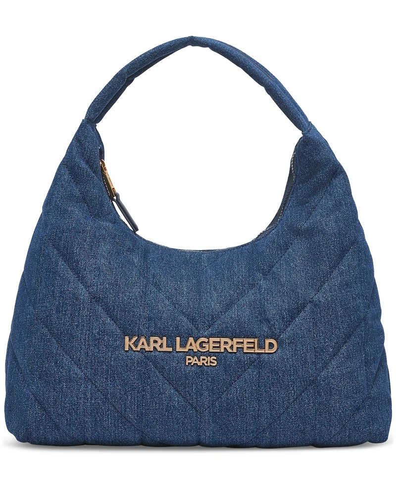 Karl Lagerfeld Paris Voyage Quilted Denim Hobo Bag