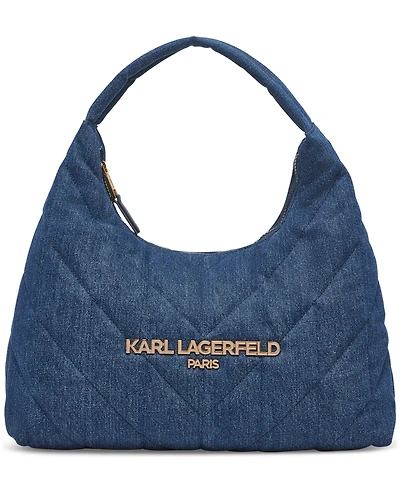 Karl Lagerfeld Paris Voyage Quilted Denim Hobo Bag