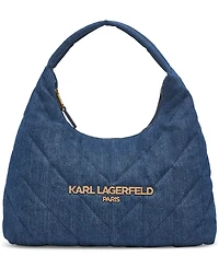 Karl Lagerfeld Paris Voyage Quilted Denim Hobo Bag