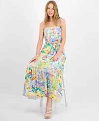julia jordan Women's Straight-Neck Sleeveless Printed Dress