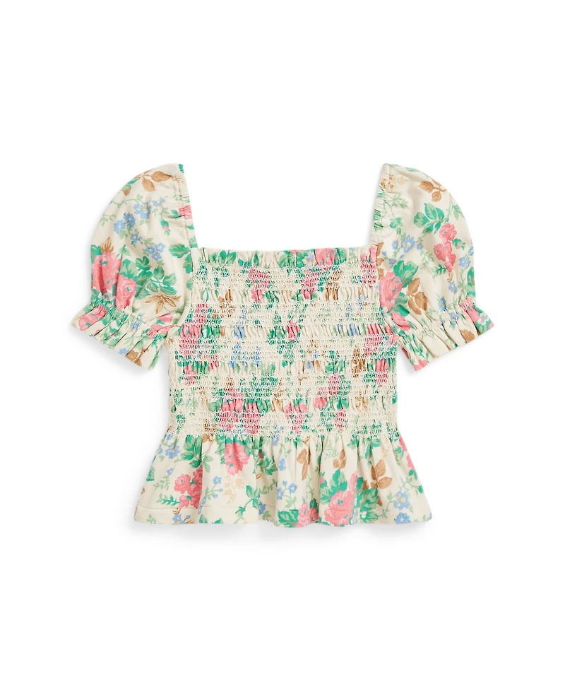 Polo Ralph Lauren Toddler and Little Girls Floral Smocked Jersey Peplum Top