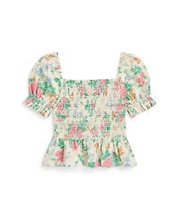 Polo Ralph Lauren Toddler and Little Girls Floral Smocked Jersey Peplum Top
