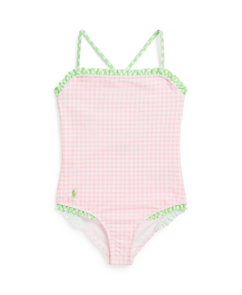 Polo Ralph Lauren Toddler and Little Girls Gingham Ruffled One-Piece Swimsuit
