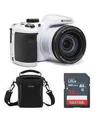 Kodak Pixpro AZ405 Astro Zoom 20MP Full Hd Digital Camera, White, Bundle with 32GB Memory Card and Camera Bag