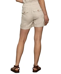 Sanctuary Women's Caravan Linen Mid Rise Cuffed Shorts