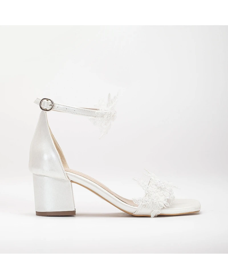 Flora Lace Bridal Low Heel Sandals