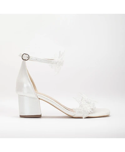 Flora Lace Bridal Low Heel Sandals