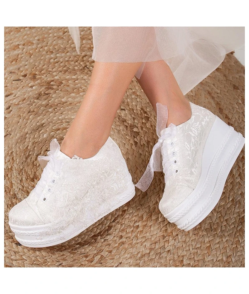 Claudine Lace Bridal Platform Sneakers