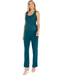 R & M Richards Petite Sequin Lace Jacket, Tank Pants Set