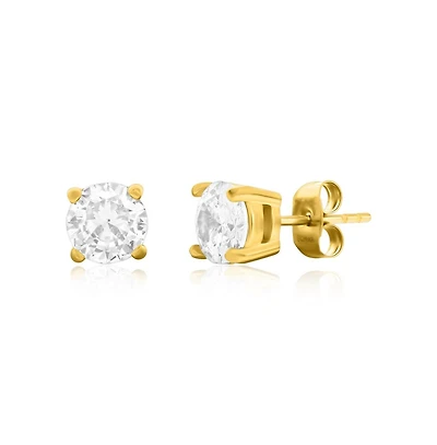 Stainless Steel, 7mm Round Cz Studs