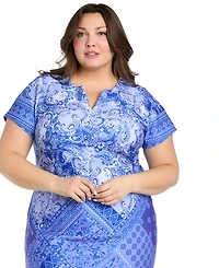 R & M Richards Plus Size Printed Shift Dress