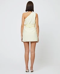 French Connection Women's Birdie Butter Yellow One-Shoulder Mini Dress