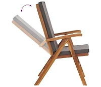 Reclining Patio Chairs with Cushions 2 pcs Solid Teak Wood Gray