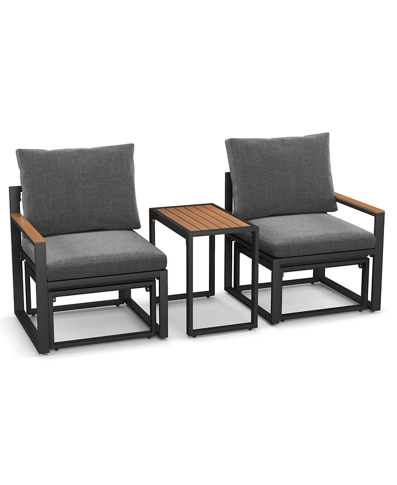 Gymax Set of 5 Furniture Set w/ Soft Cushions Space Saving Design Aluminum Frame