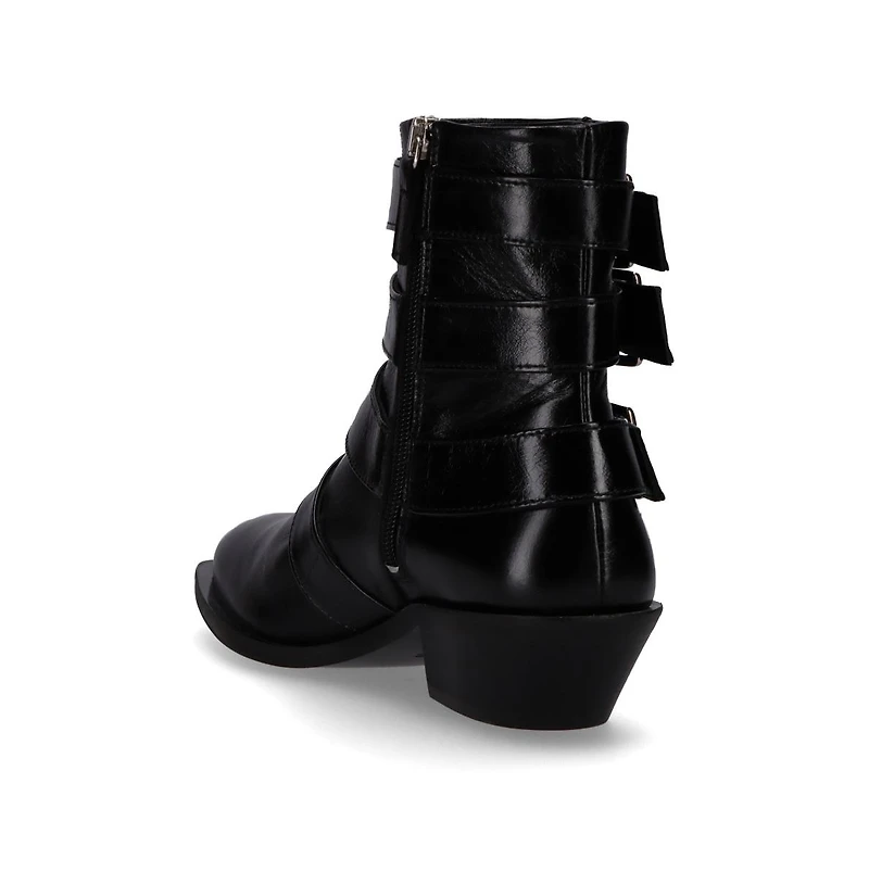 Eras Black Leather Ankle Boots