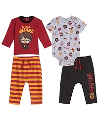 Harry Potter Baby Boys Bodysuit T-Shirt and Pants 4 Piece Layette Set