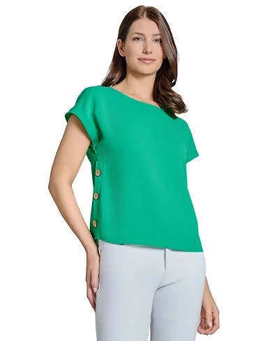 Jones New York Petite Solid Side-Button Blouse