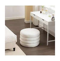 Round Velvet Storage Ottoman, 24" Upholstered Footstool, Makeup Stool, Bedroom Bench, Living Room Accent Seat-The Pop Home
