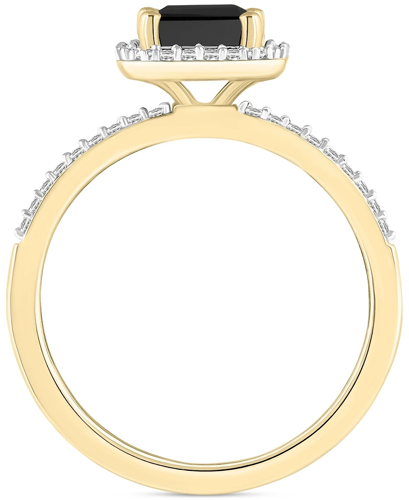 Lab-Created Ruby (2 ct. t.w.) & White Sapphire (1/4 Emerald-Cut Halo Ring 10k Gold (Also Additional Gemstones)