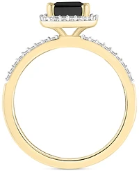 Lab-Created Ruby (2 ct. t.w.) & White Sapphire (1/4 Emerald-Cut Halo Ring 10k Gold (Also Additional Gemstones)