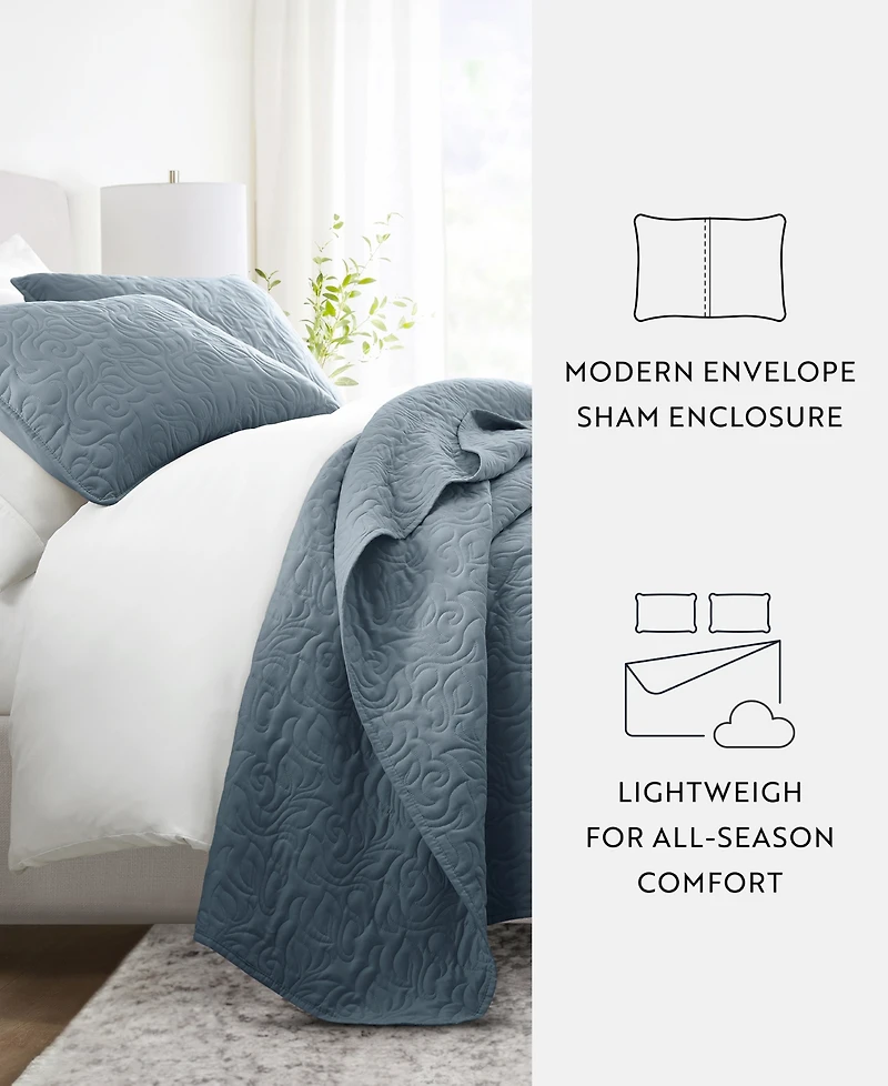 ienjoy Home Floral Stitch 3-Pc. Lightweight Quilt Set