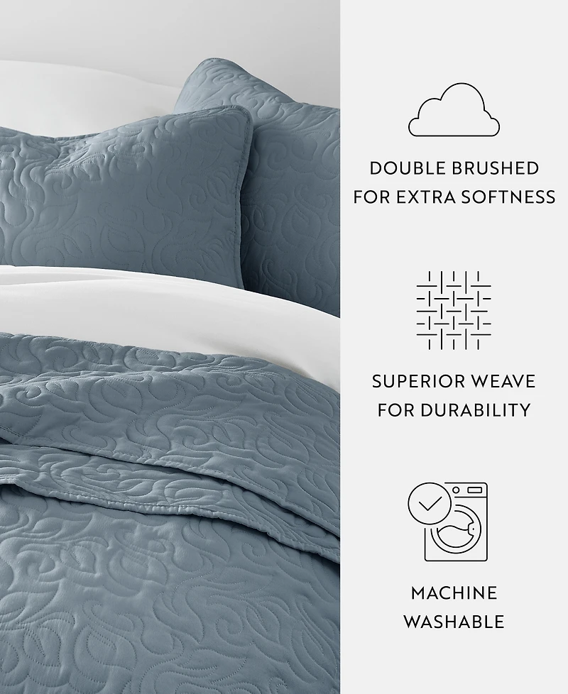 ienjoy Home Floral Stitch 3-Pc. Lightweight Quilt Set