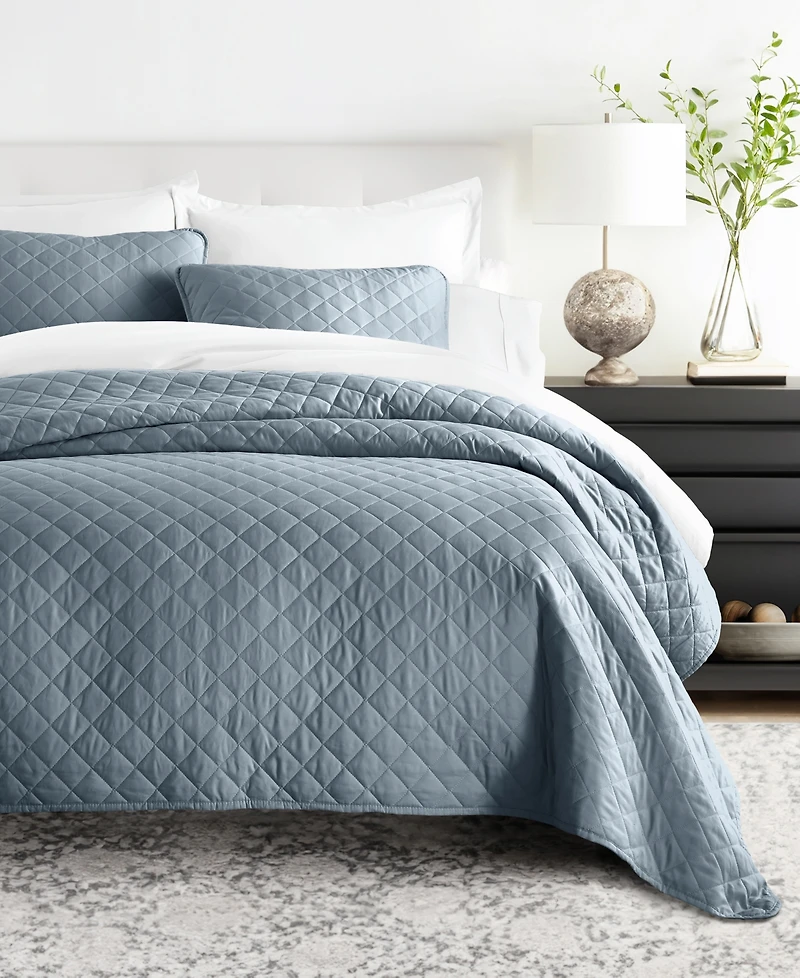 ienjoy Home Diamond Stitch 3-Pc. Lightweight Quilt Set, King/California King