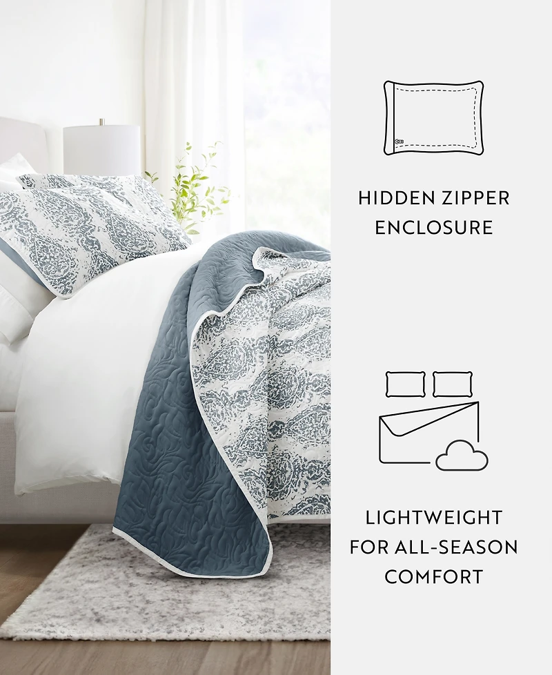 ienjoy Home Distressed Diamond Reversible -Pc. Lightweight Quilt Set