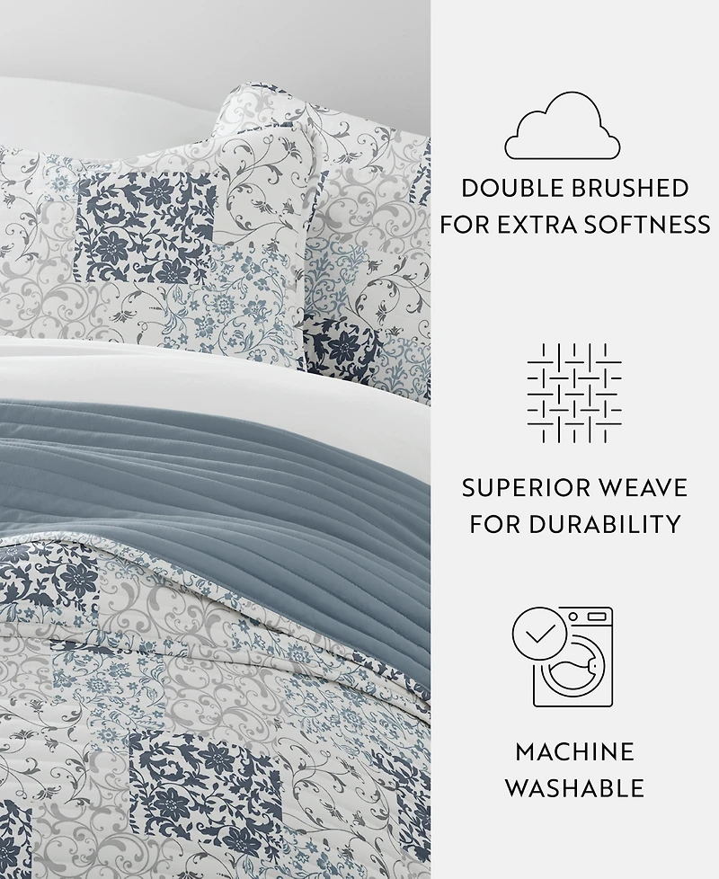 ienjoy Home Scrolled Patchwork Reversible 3-Pc. Lightweight Quilt Set