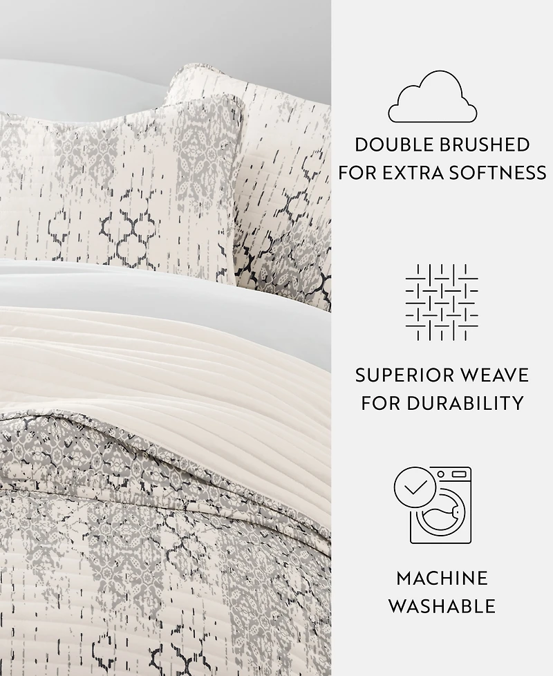 ienjoy Home Distressed Aztec Reversible 3-Pc. Lightweight Quilt Set, King/California King