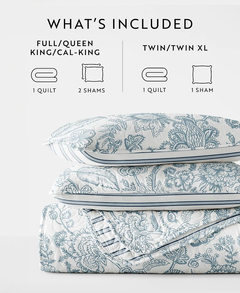 ienjoy Home Jacobean and Stripe Reversible 3-Pc. Lightweight Quilt Set
