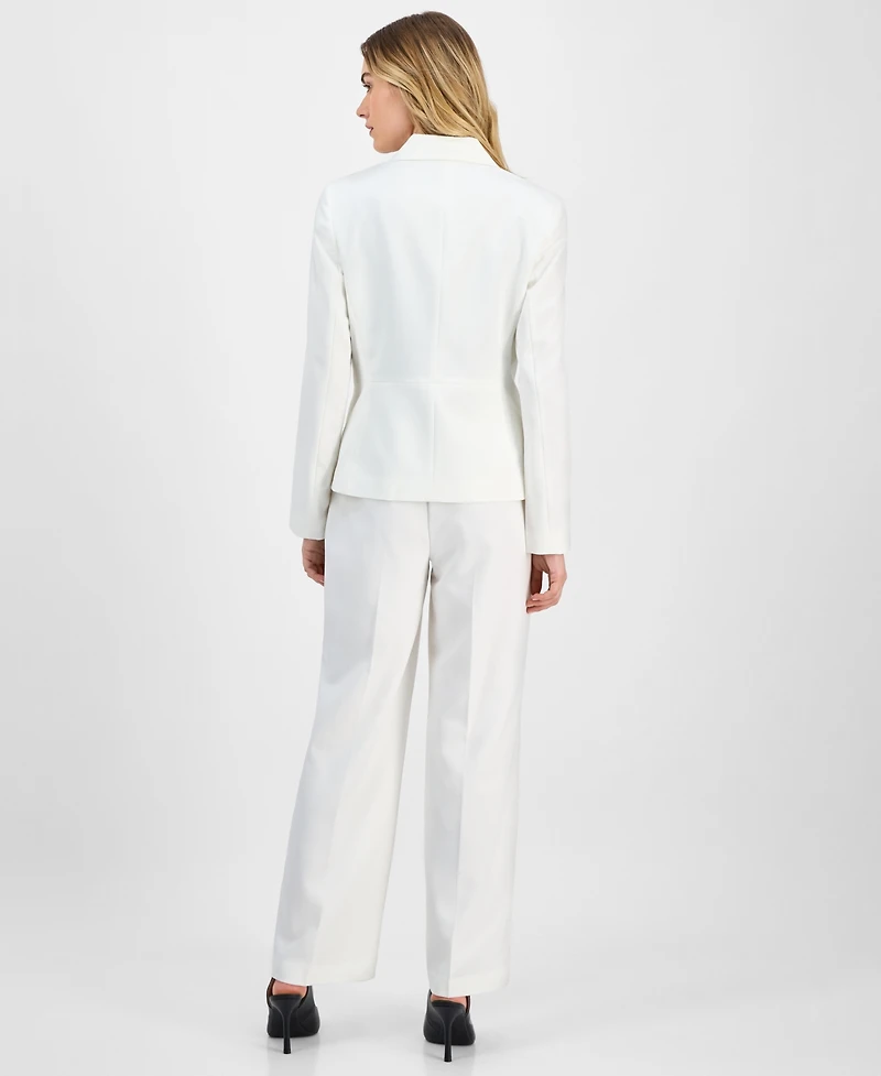 Le Suit Women's Crepe Two-Button Jacket & Pull-On Pantsuit Set, Regular Petite