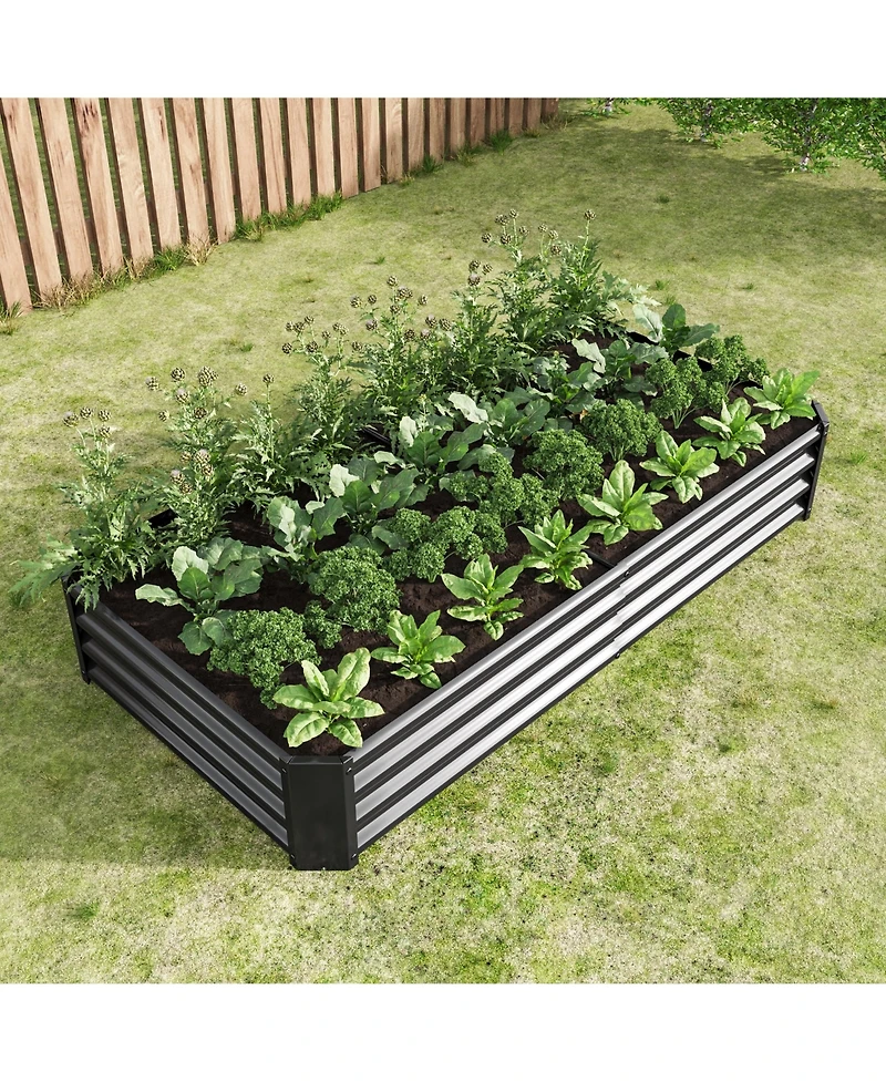 Raised Garden Bed Outdoor, 6×3×1ft , Metal Raised Rectangle Planter Beds for Plants, Vegetables, and Flowers