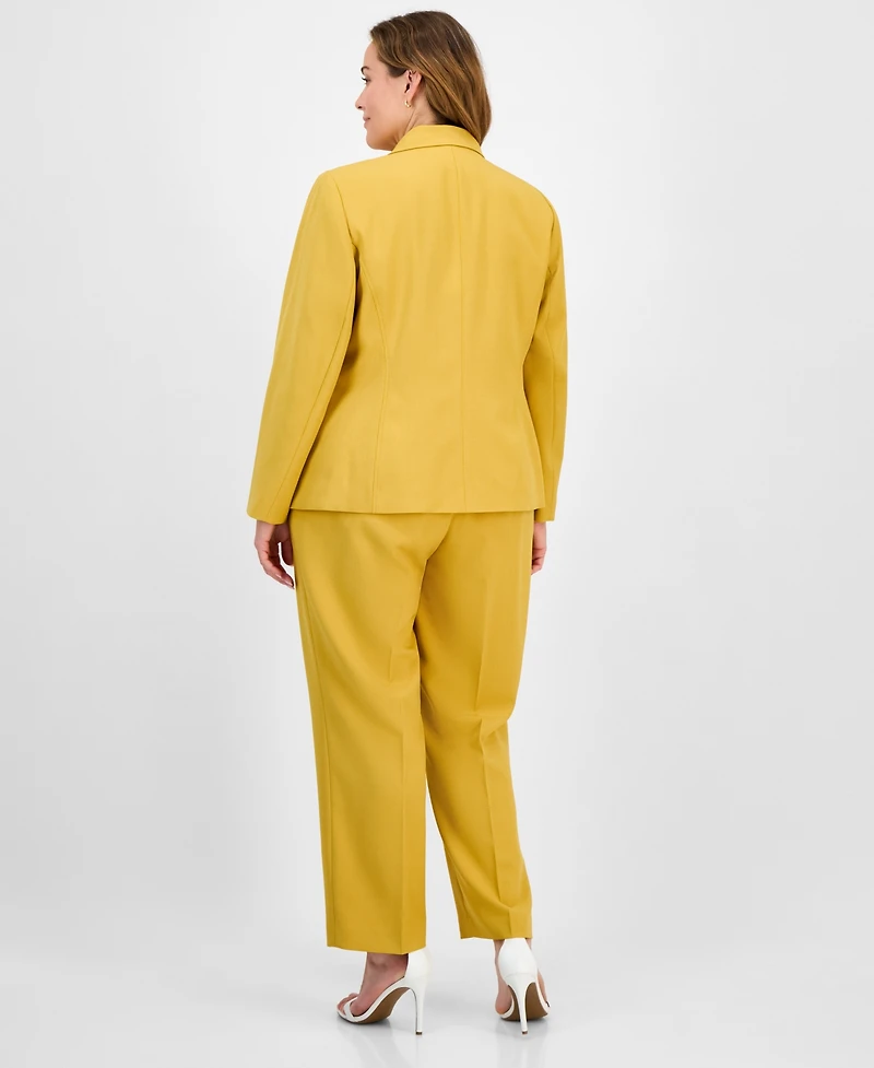 Le Suit Plus Crepe One-Button Straight-Leg Pantsuit