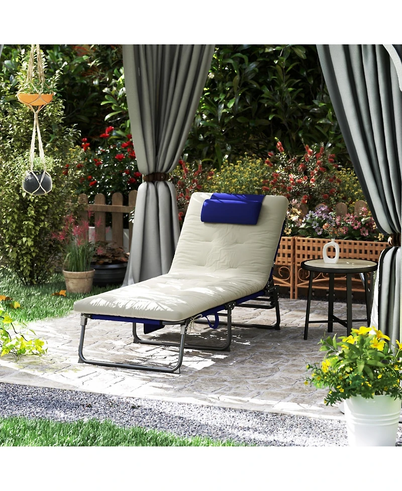 Outsunny Folding Chaise Lounge w/ Cushion, Reclining ning Chair,
