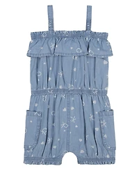 Calvin Klein Baby Girls Logo Printed Denim Romper
