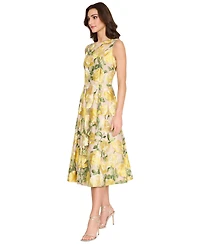 Tahari Asl Women's Floral-Embroidered A-Line Midi Dress