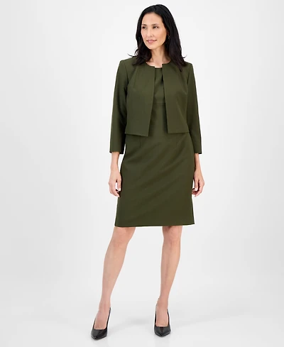 Le Suit Women's Open-Front Collarless Jacket and Sheath Dress , Regular & Petite