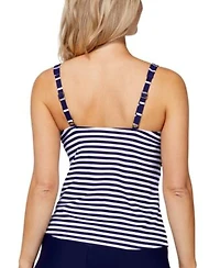 Island Escape Womens Sunset Striped Underwire Tankini Top High Waist Tummy Control Swim Skirt Exclusively At Macys