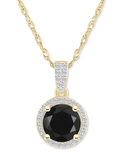 Lab-Created Aquamarine (1-2/5 ct. t.w.) & White Sapphire (1/6 Halo 18" Pendant Necklace 14k Gold (Also Opal