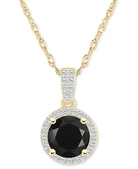 Lab-Created Aquamarine (1-2/5 ct. t.w.) & White Sapphire (1/6 Halo 18" Pendant Necklace 14k Gold (Also Opal