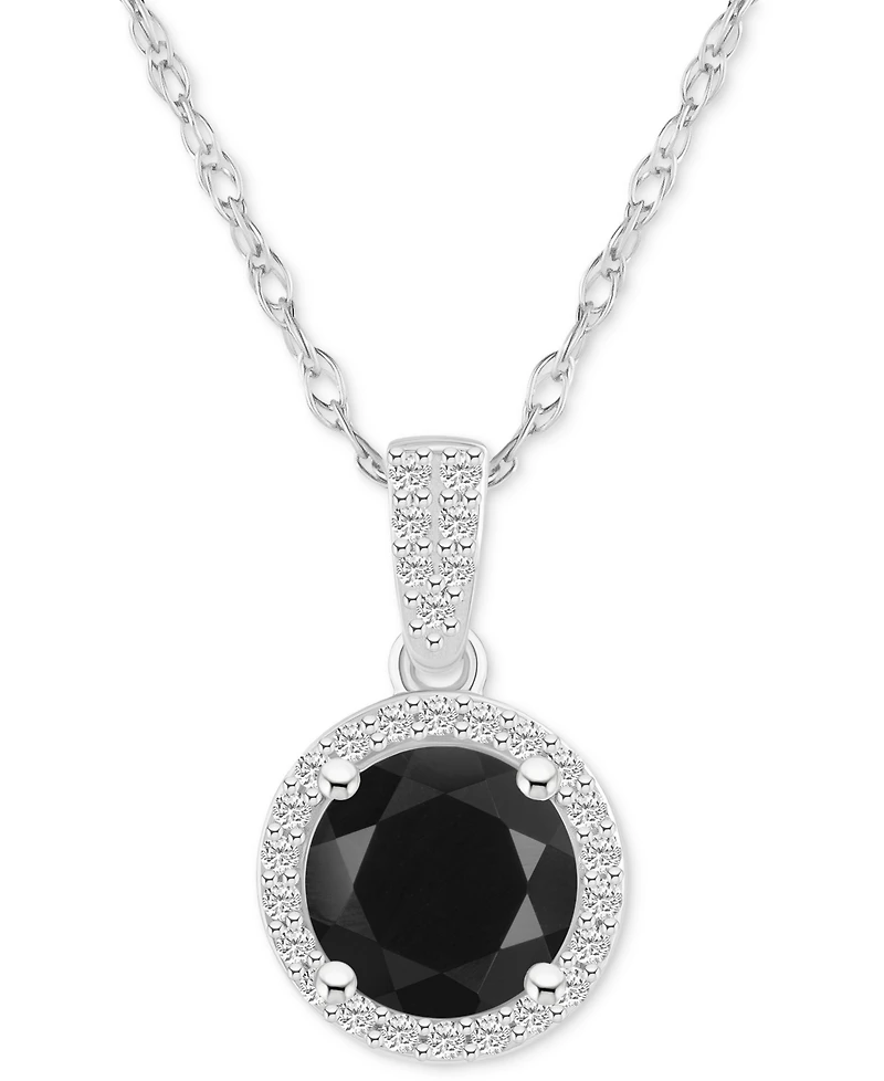 Lab-Created Aquamarine (1-2/5 ct. t.w.) & White Sapphire (1/6 Halo 18" Pendant Necklace 14k Gold (Also Opal