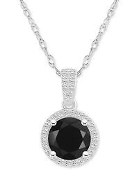 Lab-Created Aquamarine (1-2/5 ct. t.w.) & White Sapphire (1/6 Halo 18" Pendant Necklace 14k Gold (Also Opal