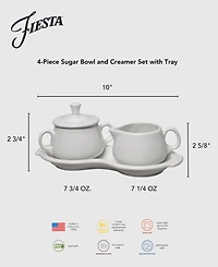 Fiesta Linen 4-Piece Sugar Bowl And Creamer Set w/ Tray