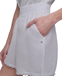 Dkny Jeans Women's Cotton Gauze Pull-On Shorts - Wht