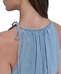 Dkny Jeans Women's Smocked-Waist Sleeveless Crop Top