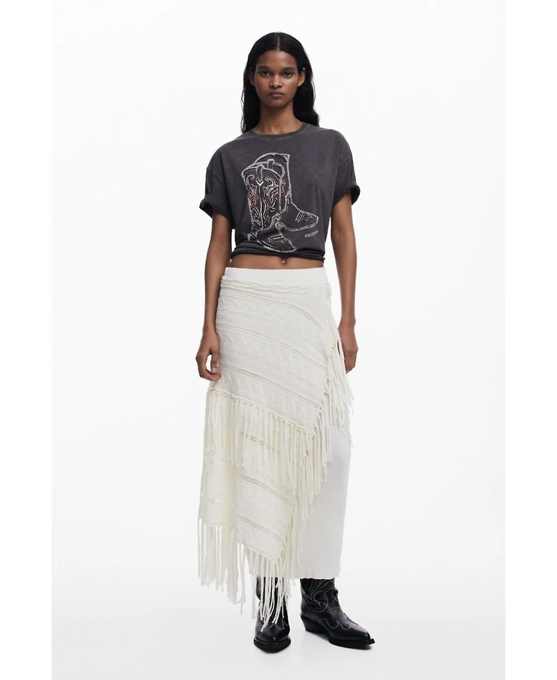 Desigual Women's Fringed knit skirt