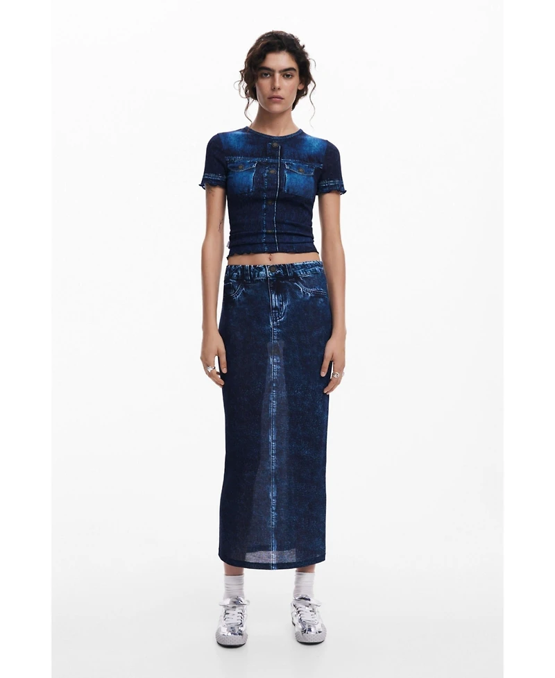 Desigual Women's Denim-effect skirt