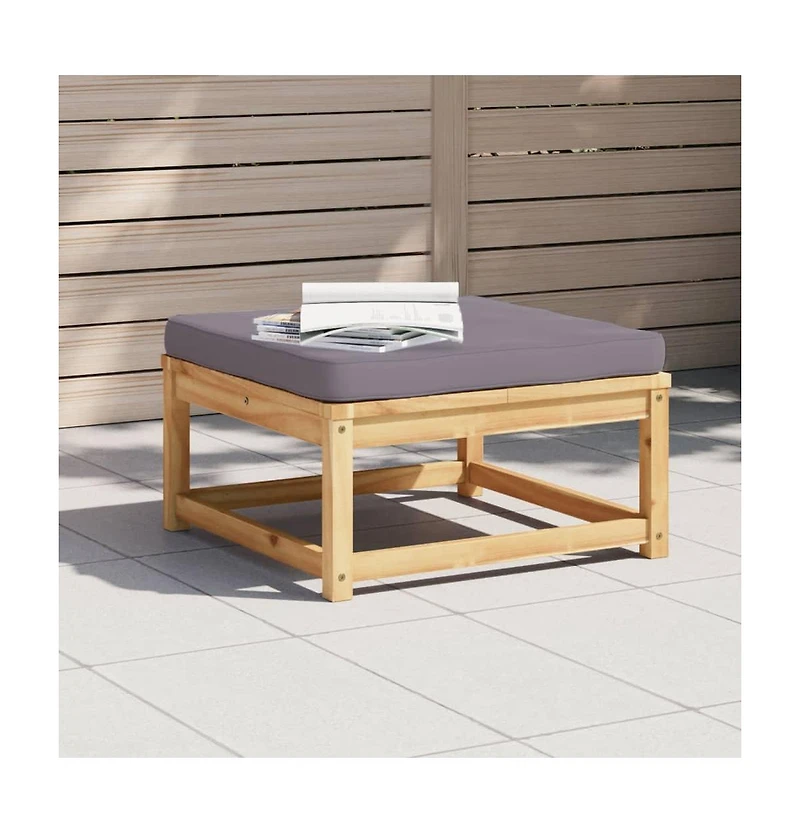 Patio Footstool with Cushions Solid Wood Acacia